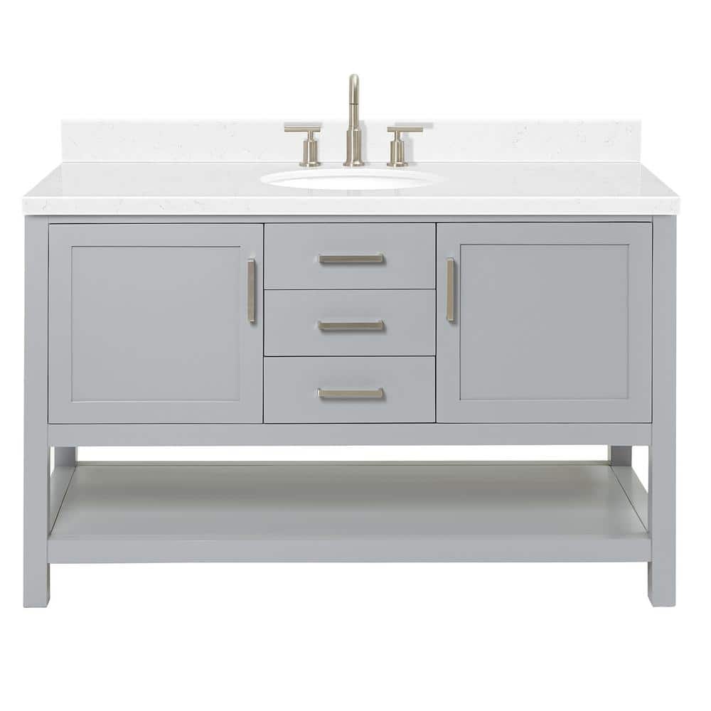 Bayhill 54'' Gray Wood Single Vanity with Quartz Top
