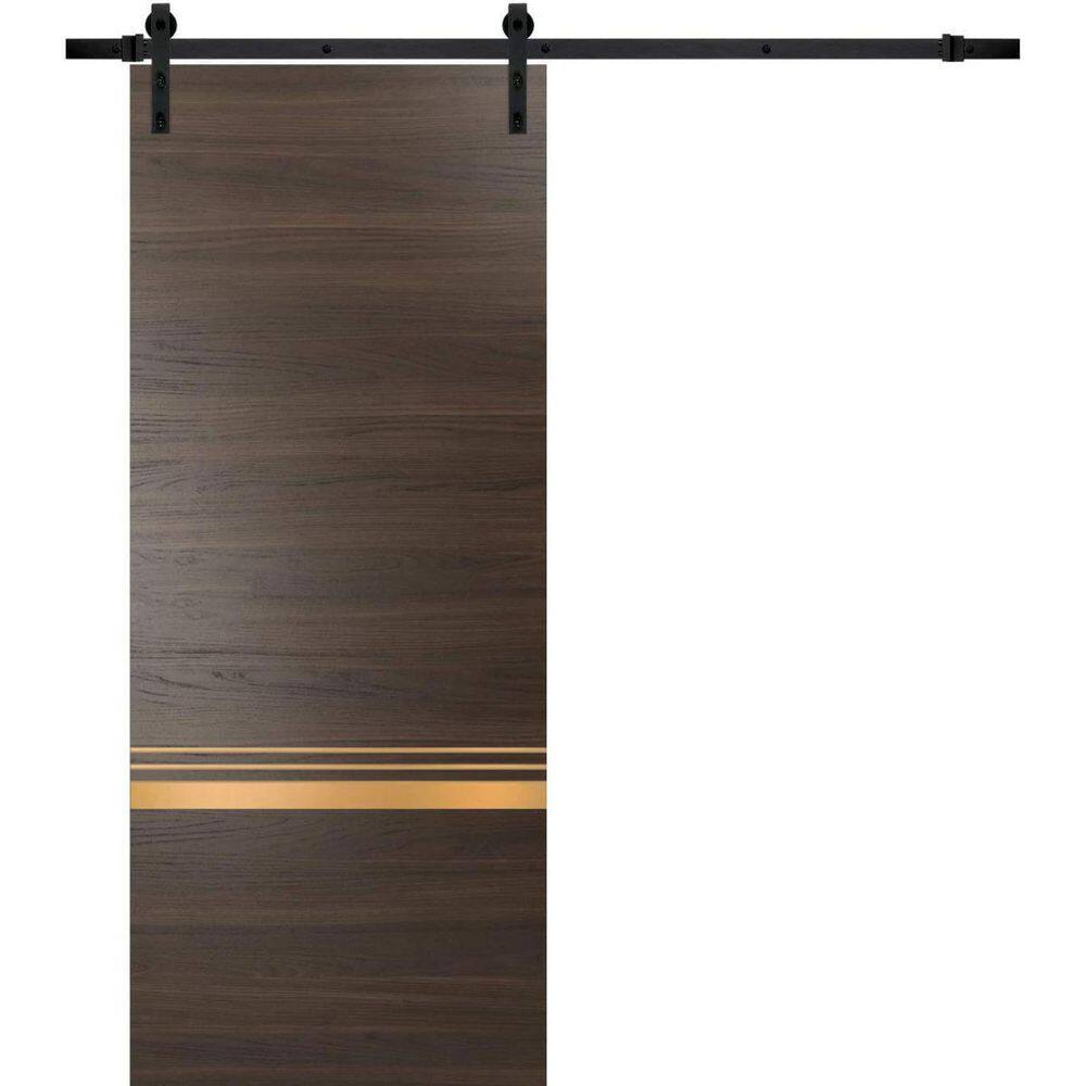 Assembly Required 24 in. x 96 in. 1-Panel Chocolate Ash Solid Wood with Honeycomb Sliding Barn Door with Hardware Kit price history on PriceWatchPro