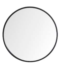 24 in. W x 24 in. H Wall Circle Bathroom Mirror Alloy Metal Sleek Frame Type in Black