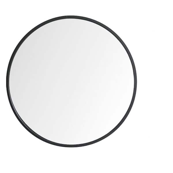 Tatahance 28 in. W x 28 in. H Wall Circle Bathroom Mirror Alloy Metal Sleek Frame Type in Black