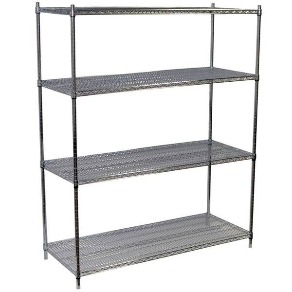 Storage Concepts Chrome 4-Tier Steel Wire Shelving Unit (60 in. W x 72 in. H x 36 in. D)