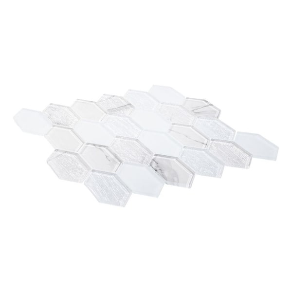 Astor Johann Gray/White 11-15/16 in. x 11-15/16 in. Geometric Smooth Glass Mosaic Tile (4.95 sq. ft./Case)
