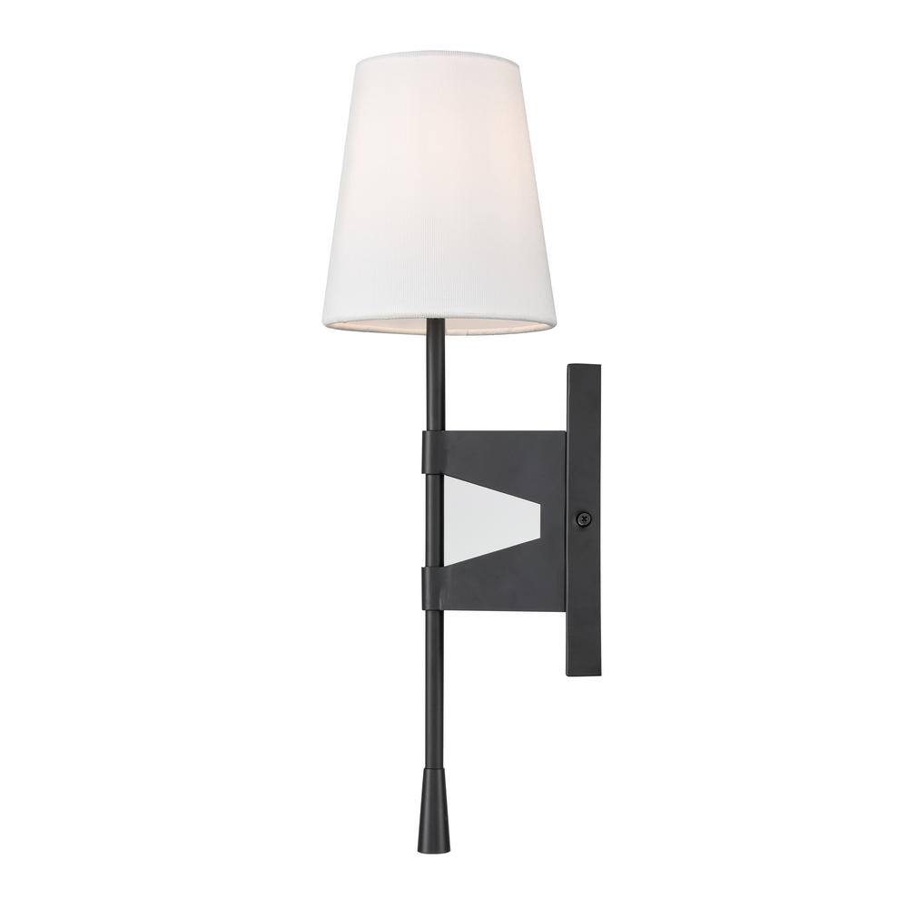 Matte Black Linen Shade 20" Wall Sconce