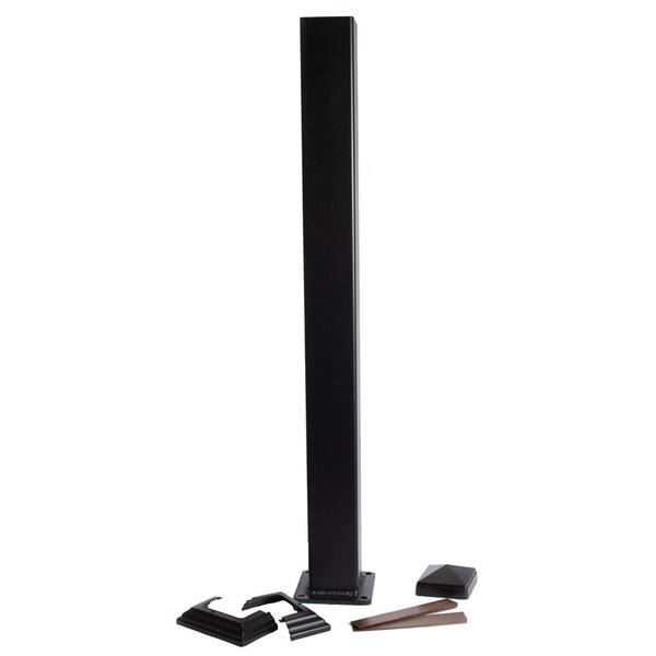 Pegatha Contemporary 1-7/8 in. x 1-7/8 in. x 43 in. Powder Coated Aluminum Welded Post Kit - Charcoal Gray Fine Texture