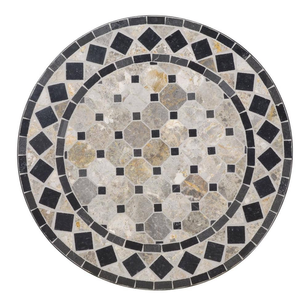 Laguna Black Metal Outdoor Bistro Table with Marble Tile Top