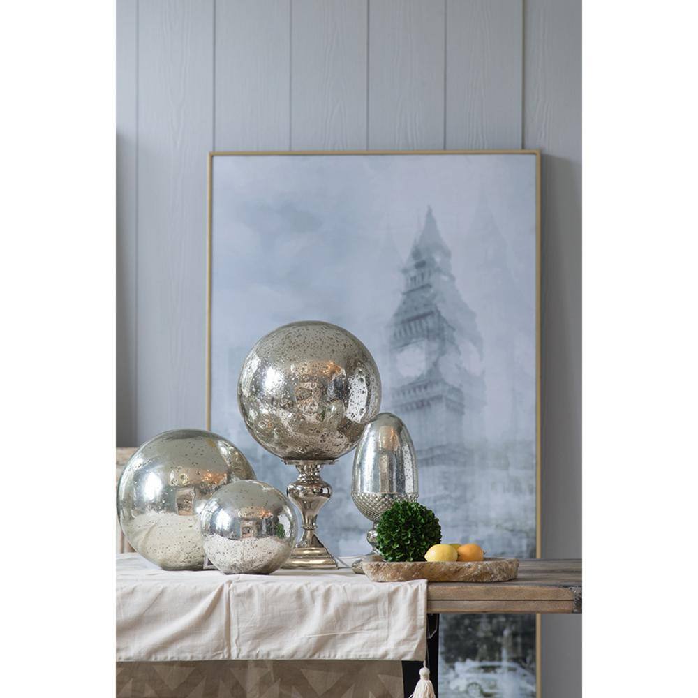 Distressed Silver 8" Glass Sphere Wall Decor Set
