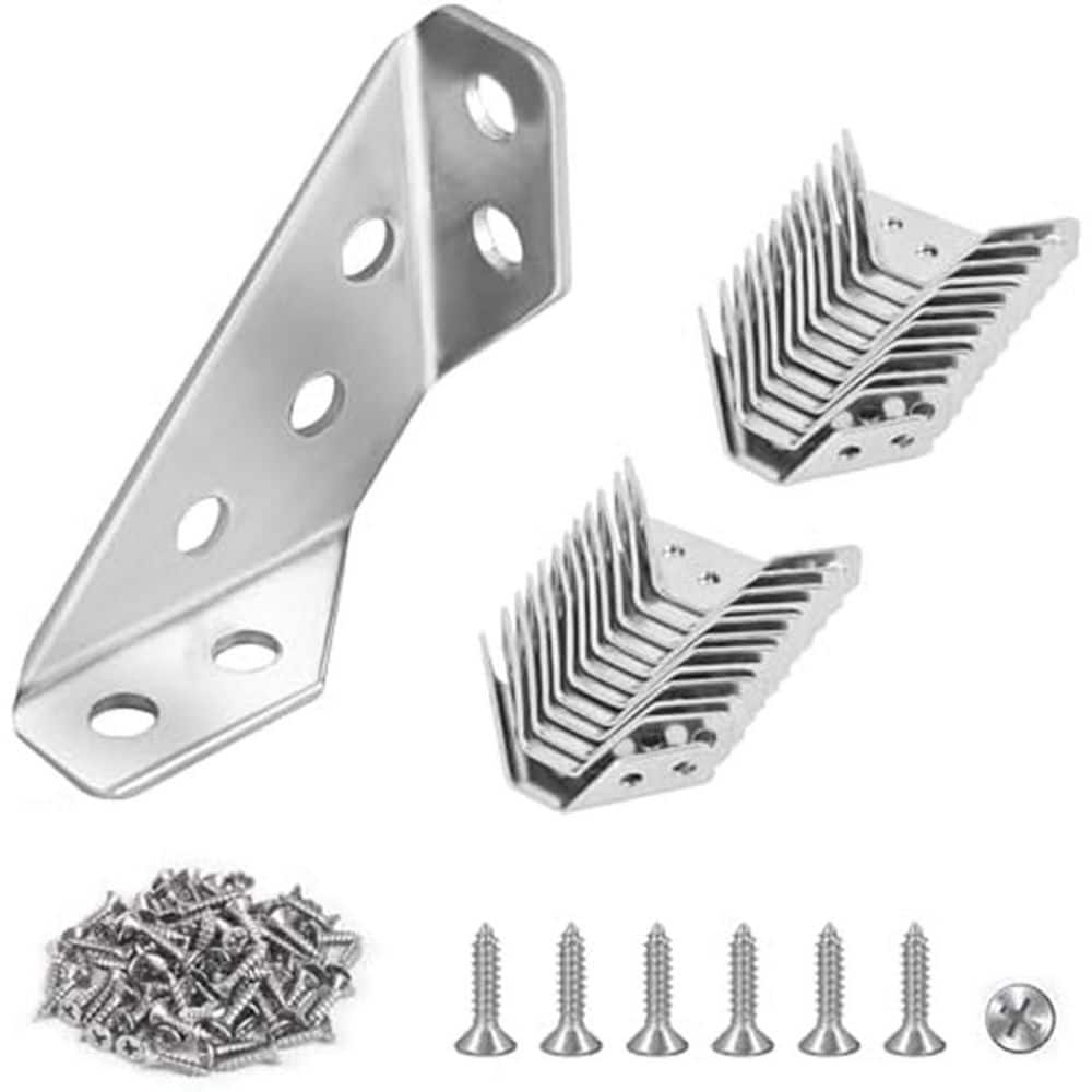 12-Pack Universal Stainless Steel Furniture Corner Connectors with Screws Heavy Duty Triangular Brackets for Wood price history on PriceWatchPro