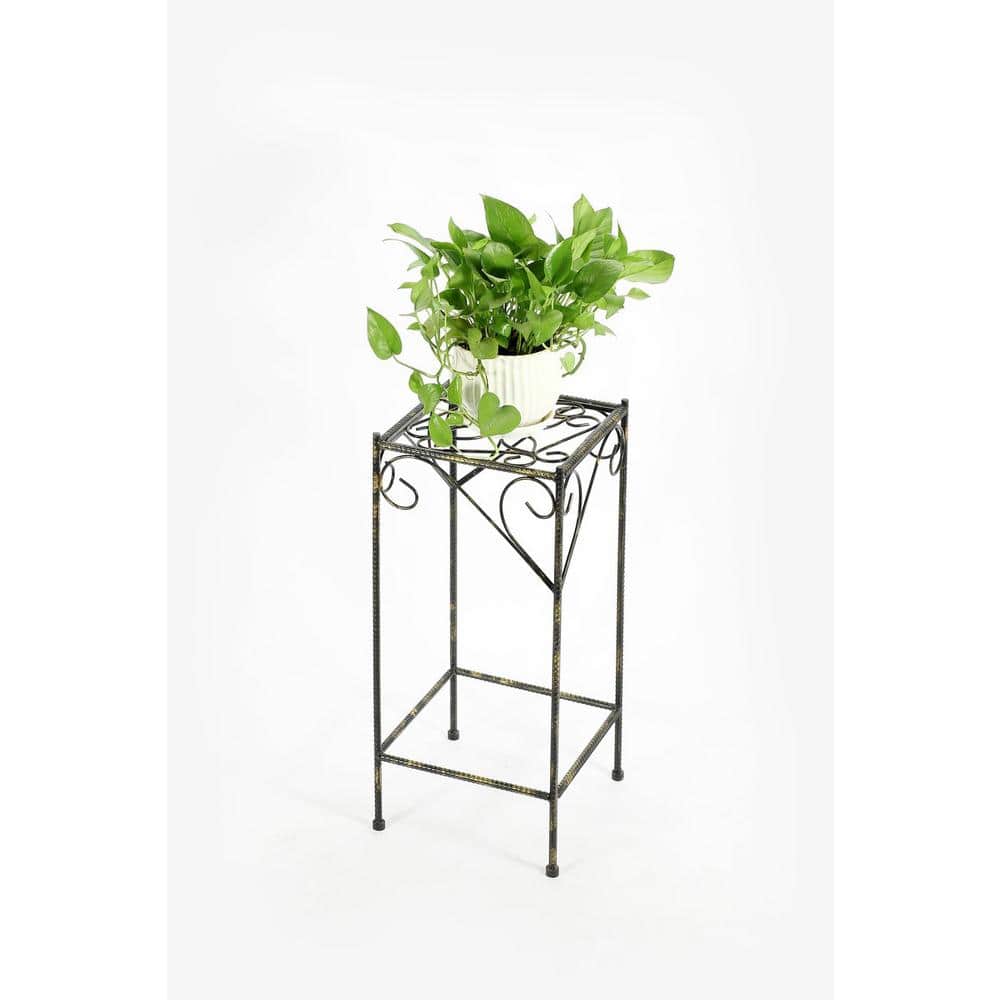 Large Black and Gold Cast Metal Celtic Clover Plant Stand