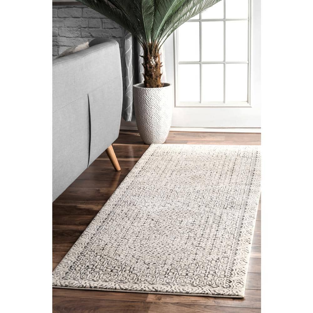 Gray Synthetic Stain-Resistant 8' x 10' Area Rug