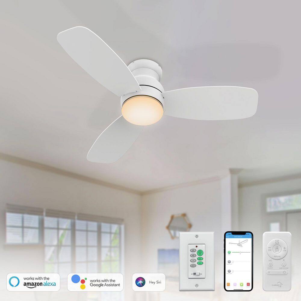 44 in. Indoor/Outdoor White Flush Mount LED Smart Ceiling Fan with Remote Control and Wall Control, 10-Speed DC Motor price history on PriceWatchPro