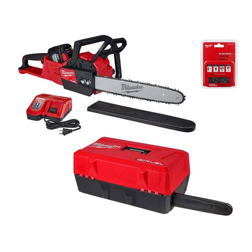 Milwaukee M18 FUEL 16 in. 18-Volt Lithium-Ion Battery Brushless Cordless Chainsaw Kit w/12.0 Ah Battery, Charger, Case, Chain -  2727-21HD4715
