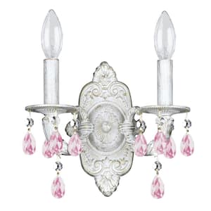 2-Light Antique White Wall Mount Sconce
