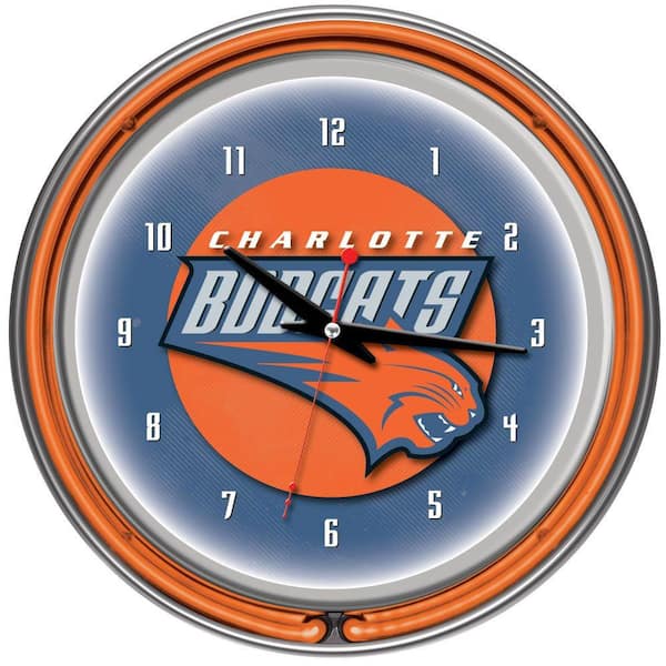 Trademark 14 in. Charlotte Bobcats NBA Chrome Double Ring Neon Wall Clock