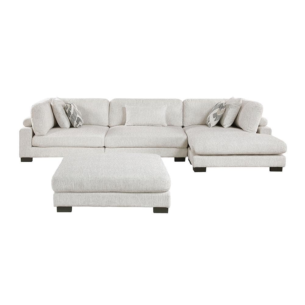 Beane 135 in. Pillow Top Arm 4-Piece Textured Microfiber Modular Sectional Sofa in. Beige with Chaise and Ottoman price history on PriceWatchPro