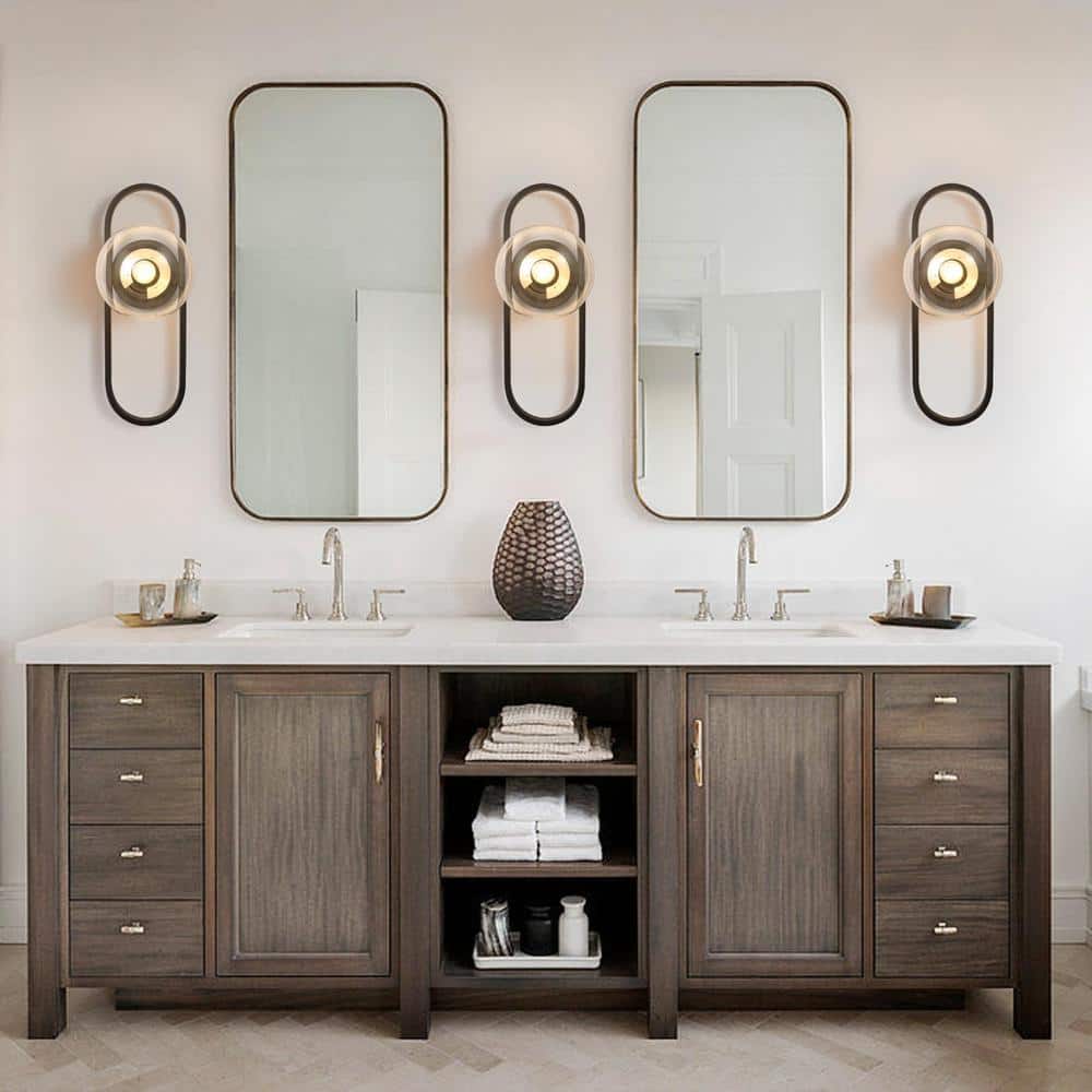 Matte Black Globe Glass Shade Wall Sconce Set