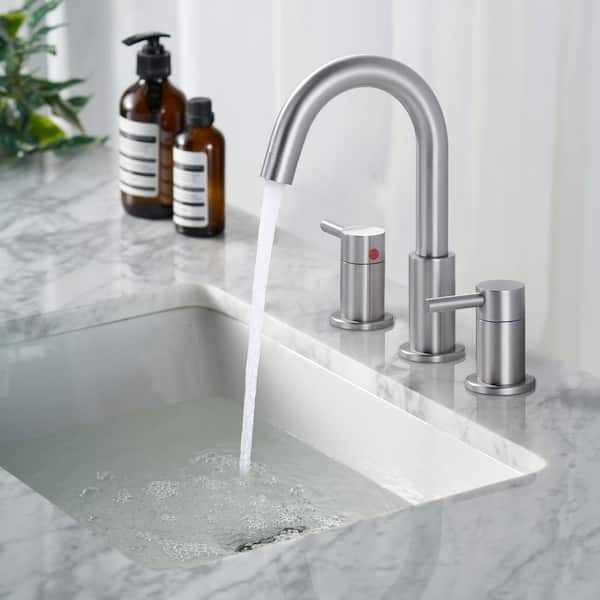 8 in. Widespread Double Handle Bathroom Faucet with Pop-Up Drain in Brushed Nickel