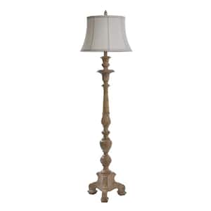 65 in. Yorktown White Floor Lamp with Ivory Fabric Shade