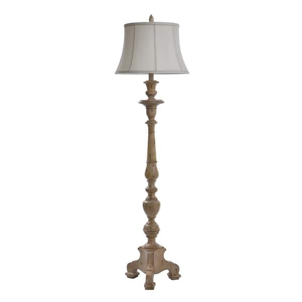 StyleCraft 65 in. Yorktown White Floor Lamp with Ivory Fabric Shade