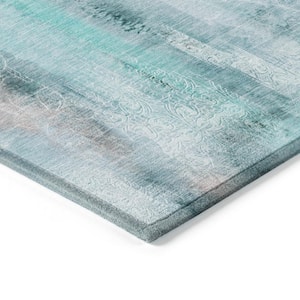 Chantille ACN537 Teal 1 ft. 8 in. x 2 ft. 6 in. Machine Washable Indoor/Outdoor Geometric Area Rug