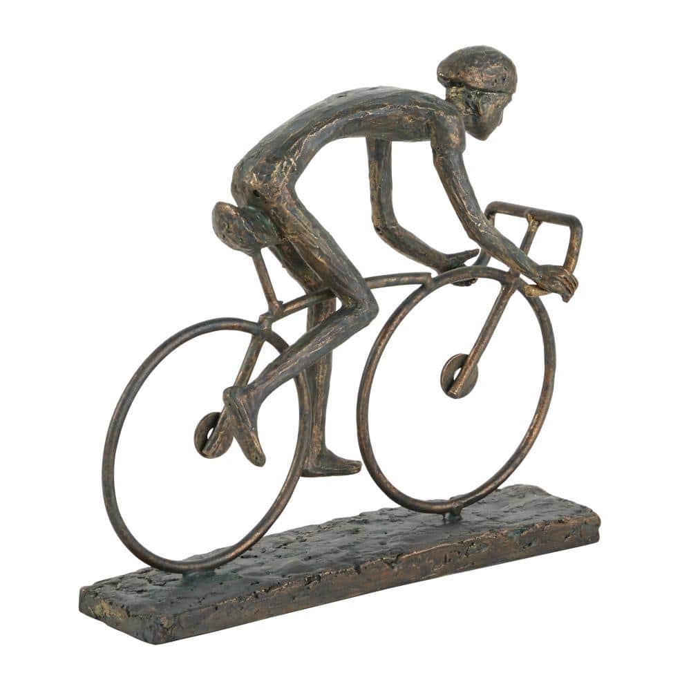 Bronze Cyclist 11" Metal Sculpture with Artistic Ambiance