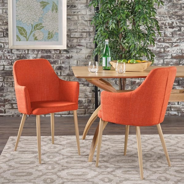 Zelia Muted Orange Upholstered Dining Chairs (Set of 2)