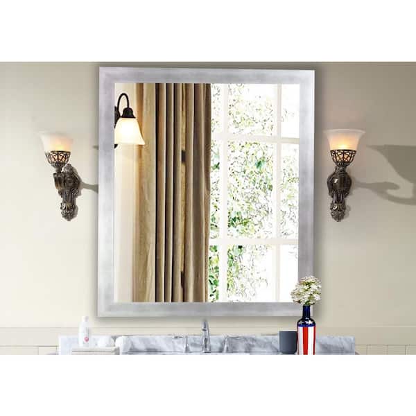 Unbranded 24 in. W x 24 in. H Framed Square Bathroom Vanity Mirror in Silver