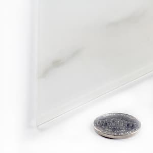 Tuscan Design Calacatta White Glass Chevron 3.75 in. x 11.75 in. Glass Decorative Wall Tile (0.3 sq. ft./Piece)