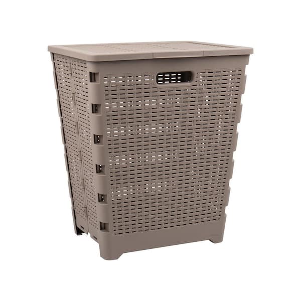 Voss Cotton/Linen Canvas Foldable Opening Medium Fabric Laundry Basket Holding and Arranging Laundry Bucket 35*45CM Metal Basket with Bedroom Storage