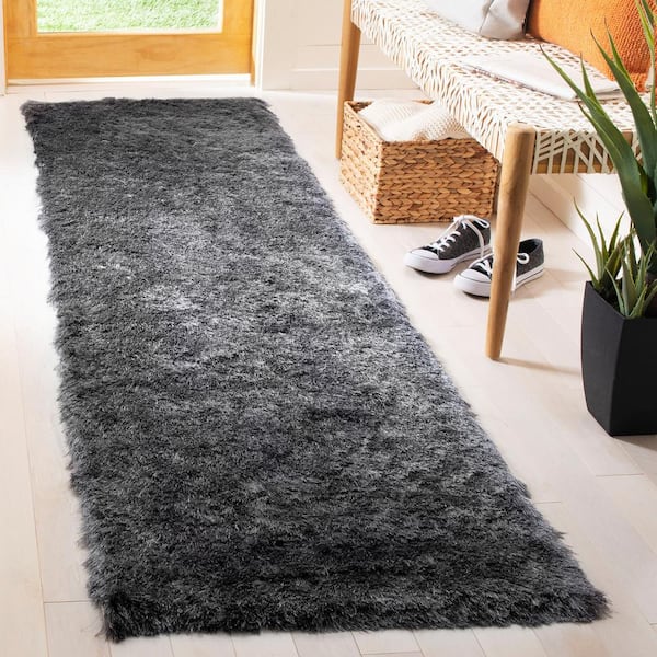 Paris Shag Slate 2 ft. x 8 ft. Solid Runner Rug