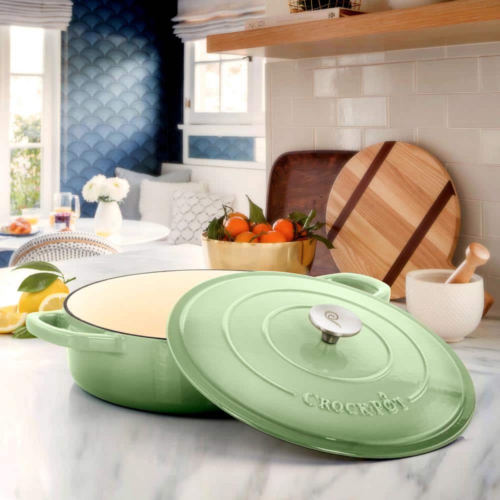 Pistachio Green 5-Quart Enameled Cast Iron Braiser with Lid