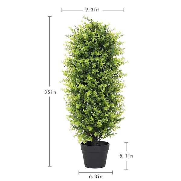 3 ft. Outdoor Artificial Boxwood Topiary Trees, Fake