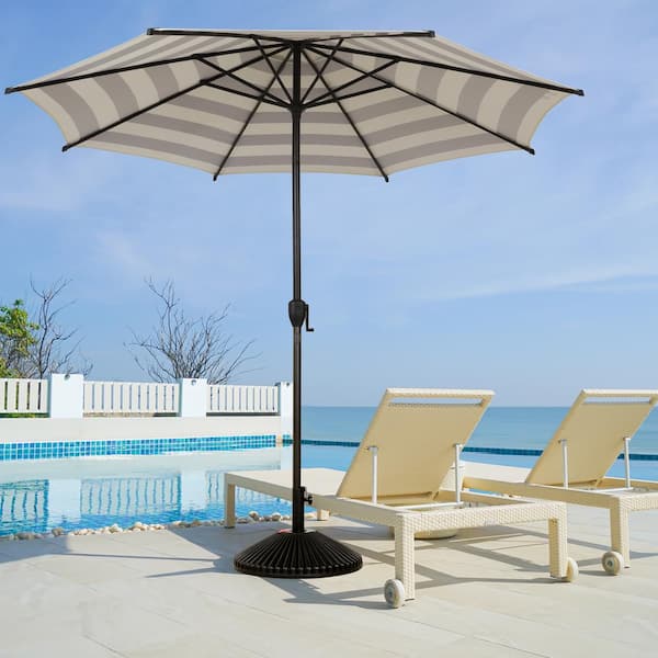 black patio umbrella canadian tire CANVAS Striped Market Umbrella, Polyester Fabric, Black & White Stripes