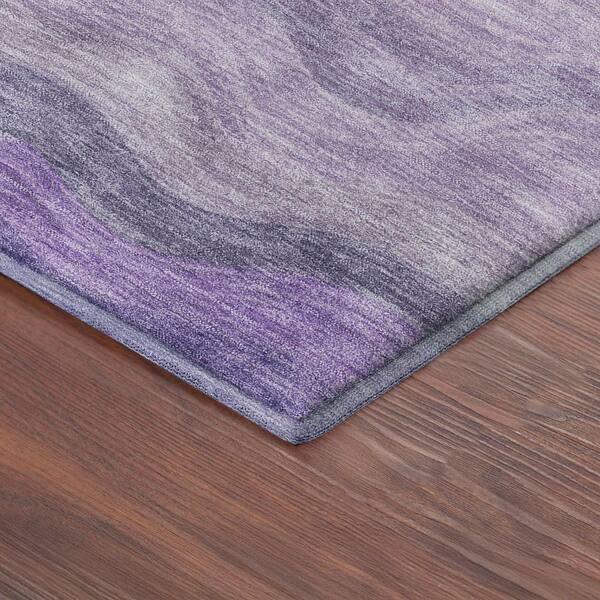 Mayfield Premium Machine Washable Abstract AMF2397 Purple 2 ft. x 7 ft. Runner Rug