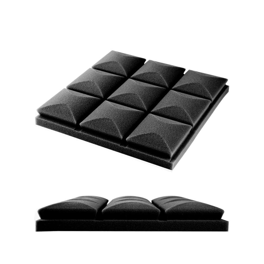 2 in. x 12 in. x 12 in. Black Acoustic Foam Panels Sound Panels Sound Proof
