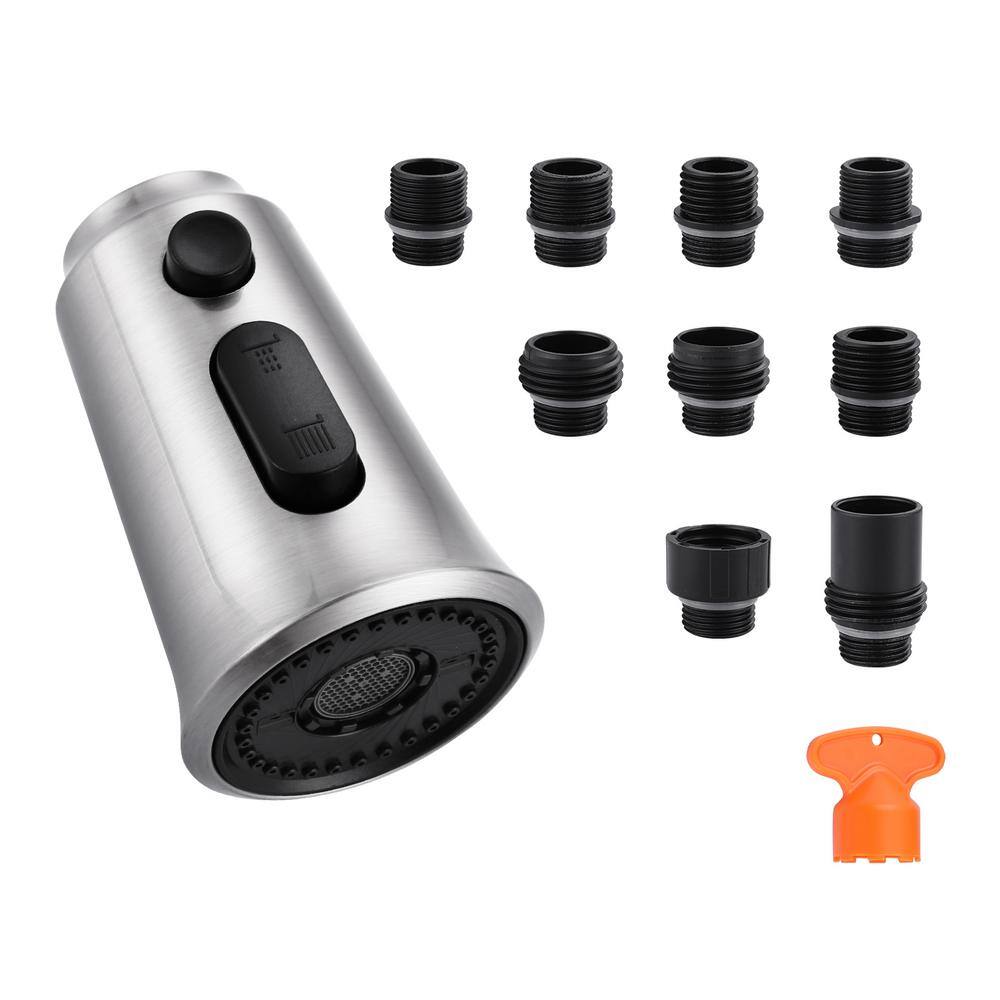 1/2 in. Kitchen Pull Down Faucet Spray Head with 3-Functions and 9 Adapter Kit in Brushed Nickel price history on PriceWatchPro