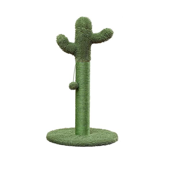 Foobrues 27.60 in. H Lovely Cactus Pet Cats Scratching Posts and Trees with Interactive Ball in Green