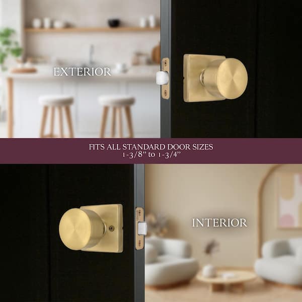 Ridgeway Brushed Gold Hall/Closet Passage Door Knob with Square Rose