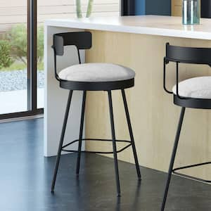 Monza 26.25 in. Grey White Polyester/Black Metal Counter Stool