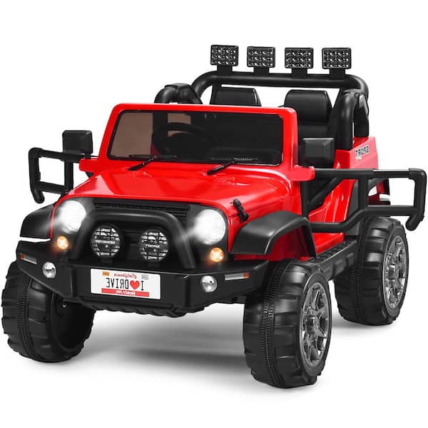 HONEY JOY 13 in. 12-Volt Red Jeep Car Powered Ride-On with Remote ...