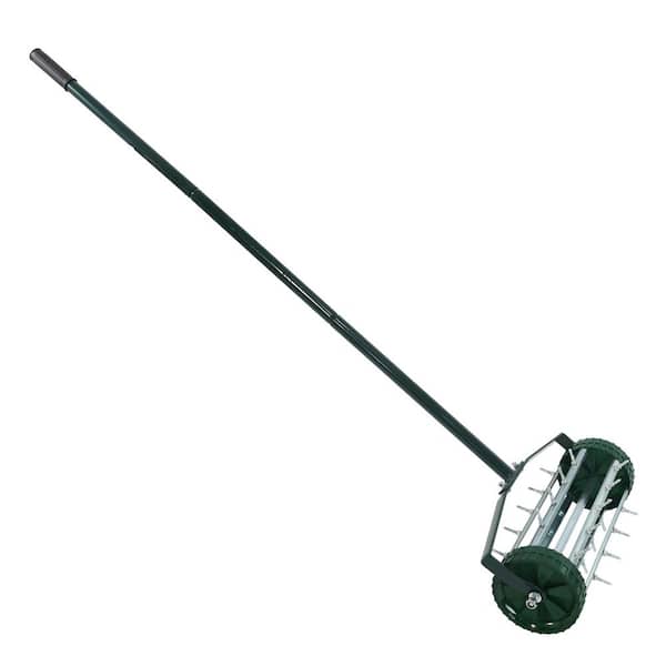 32-Tine Rolling Lawn Aerator with (3-Piece) Steel Handle for Garden Yard Grass Maintenance