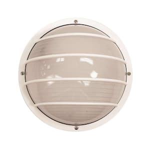 Bulkhead 1-Light White 4000K ENERGY STAR LED Outdoor Wall Mount Sconce with Durable Frosted Polycarbonate Lens
