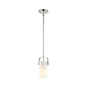 Pilaster II Cylinder 100-Watt 1 Light Polished Nickel Shaded Pendant Light with Frosted glass Frosted Glass Shade