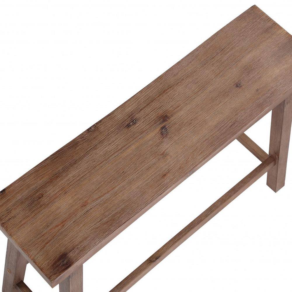 Sonoma Rustic 36" Barnwood Wire-Brush Solid Wood Dining Bench