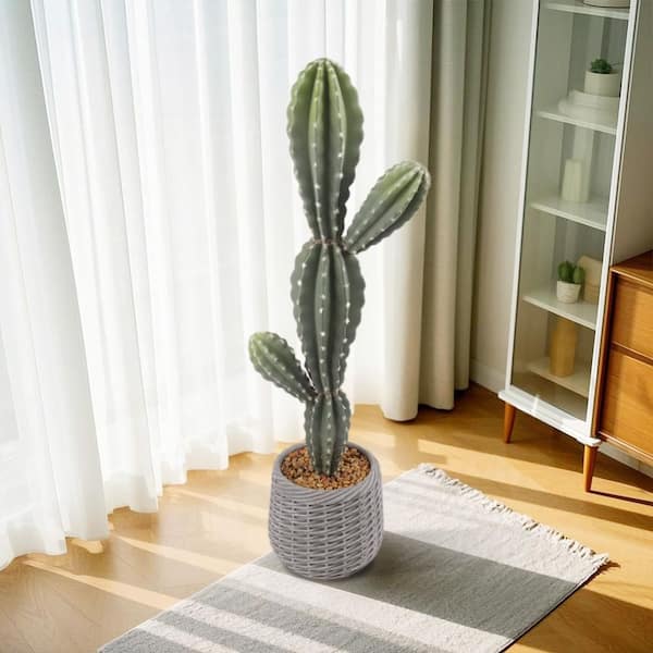 Unbranded 2.78 ft. Artificial Cactus Tree in Pot, Tall Realistic Texture  Potted Cactus Plant For Home Office Decor XD-ZSN-PHK_34B3QKEH