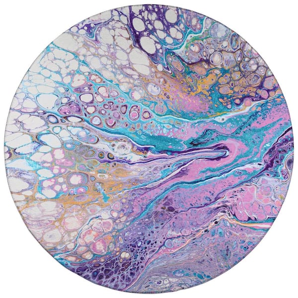 Addison Rugs Copeland Lavender 8 ft. x 8 ft. Round Abstract Area Rug