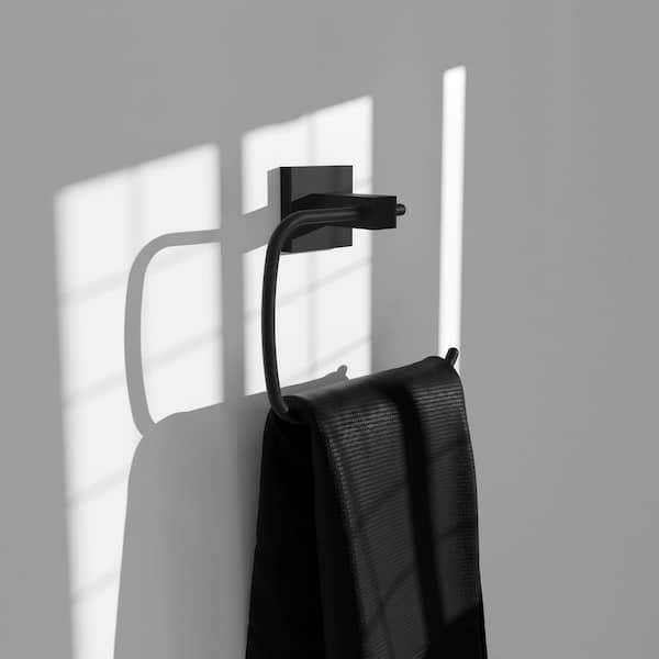 Rubicon Wall Mounted Hand Towel Holder in Matte Black