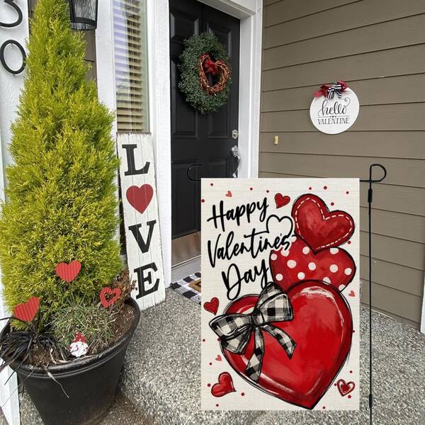 Cubilan Valentine's Day Heart Garden Flag 12 x 18 in. Double Sided