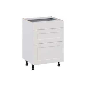 Littleton Painted Gray Recessed Assembled 24 in. W x 34.5 in. H x 21 in. D Vanity 3 Drawers Base Kitchen Cabinet