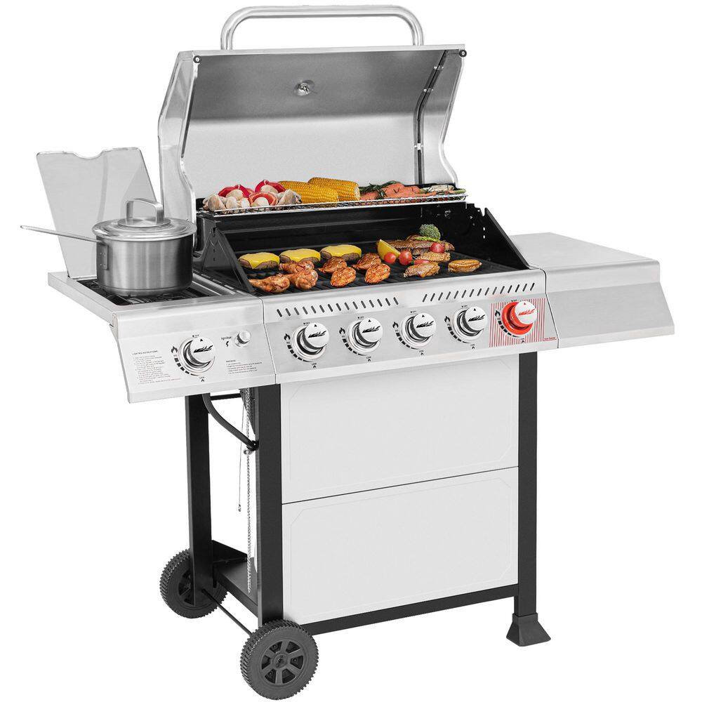 Royal Gourmet Stainless Steel 5-Burner Propane Gas Grill with Side Burner