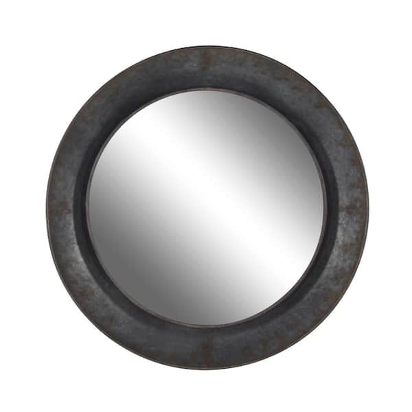 23 x 1.5 x Black Polished Gold Glass Small Round Mirror